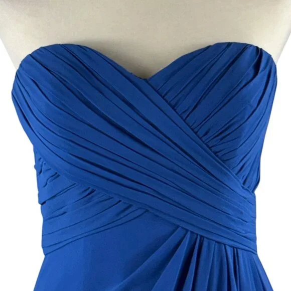 NWT Bill Levkoff 732 Chiffon Strapless Formal Maxi Dress Gown in Blue Size 10 - Picture 11 of 12